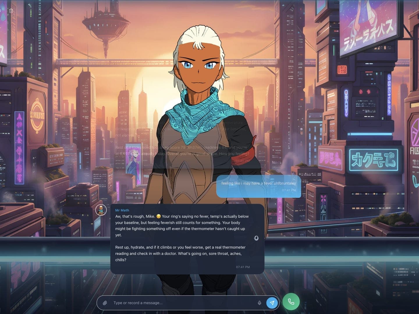 A Yap replying in a YapWorld chat, with the message box and voice call button below